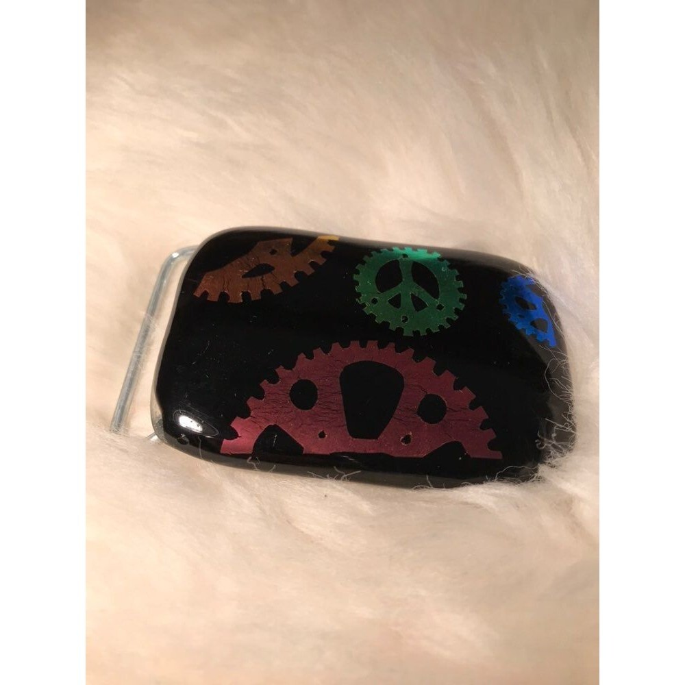 Glass Peace Sprocket Belt Buckle